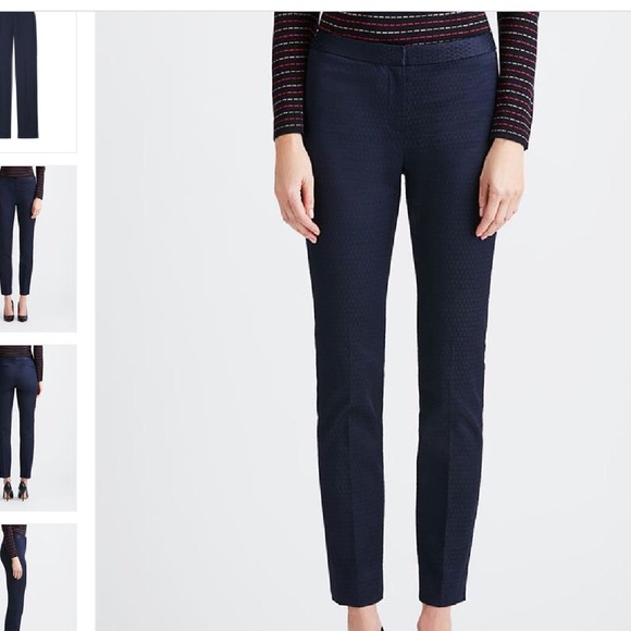 NWT Etcetera Blue Diamond Embossed Ankle Pants Trousers Sz 6 $238 - Picture 2 of 8